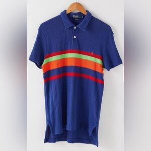 Vintage Polo Ralph Lauren Men's XL Rainbow Stripe Polo Shirt JOBS LANE Cotton